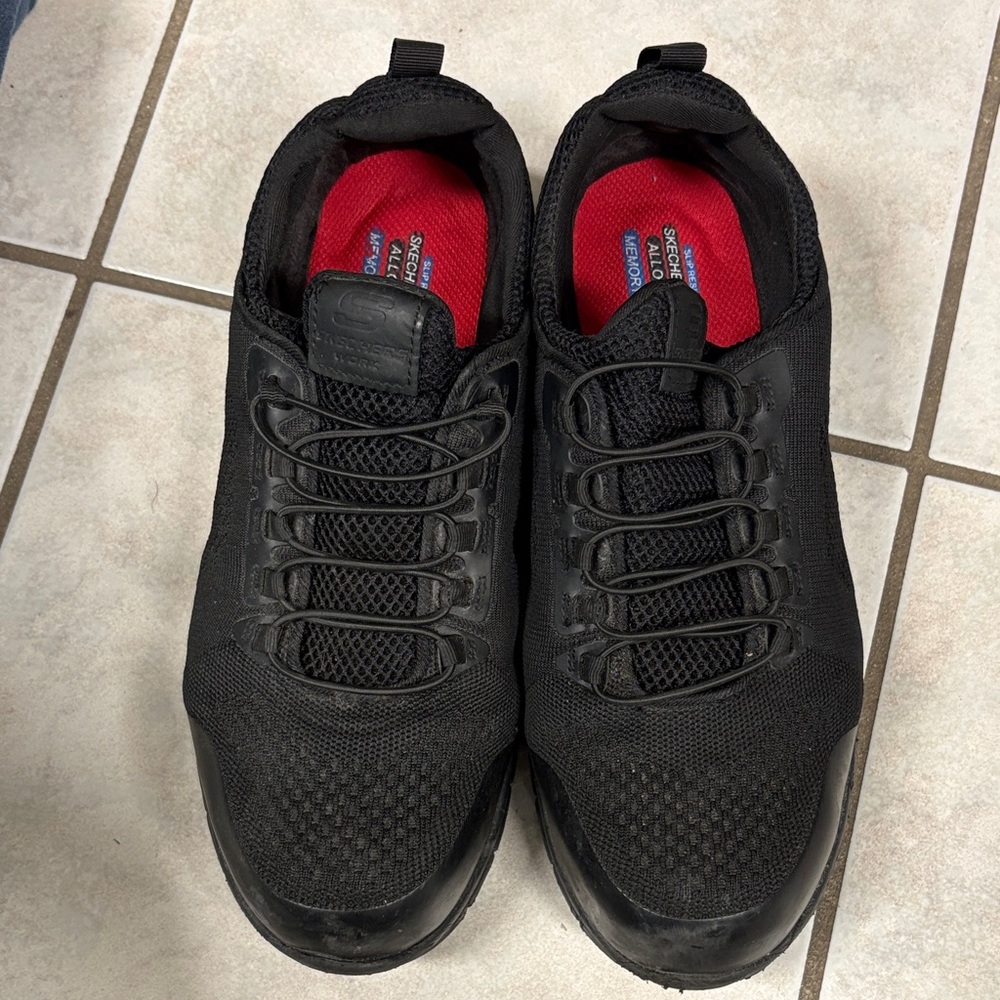 Skechers Men’s Black Athletic Slip-On Sneakers with Red Insole
